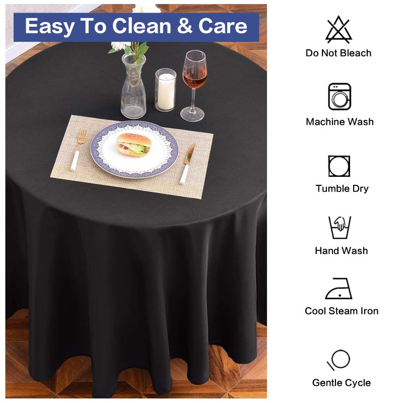 GFCC 48 Inch Round Tablecloth - Round Polyester Tablecloth Round Table Cover Table Cloth for Event Wedding Birthday Party Banquet Restaurant, Black - Image 5